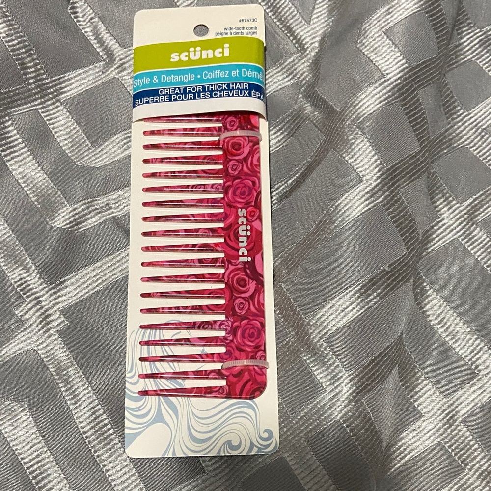 Scunci Rose Patterned Pink Hair Comb